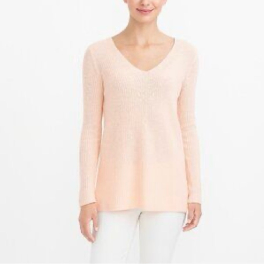 J.Crew Peach V-Neck Merino Wool Soft Relaxed Sweater Size M NWT